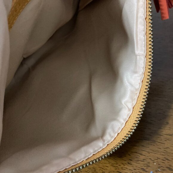 Rachel Pally Fold Over Clutch Retro Orange Yellow Floral Makeup Bag - Picture 6 of 7